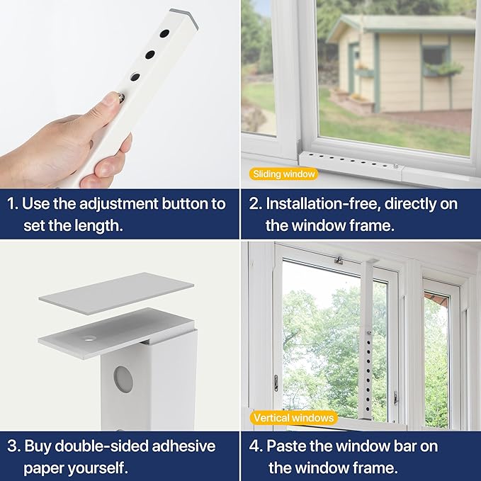 Adjustable Window Security Bars (White-1PCS, 9.8-16.7In)