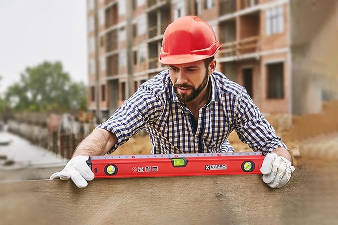 Kapro - 770 Exodus Professional Box Level - 72 Inches - With 45° Vial & Ruler - For Leveling, Measuring, Marking, and Cutting - Features 3 Vials, Precise Straightedge, and Wall-Grip