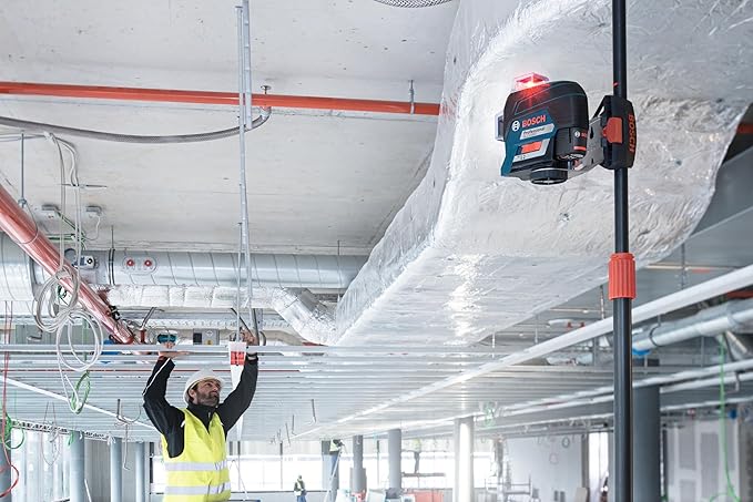 BOSCH GLL3-330C 200 Ft 12V Max Connected 360 Degree Three-Plane Leveling and Alignment-Line Laser, Includes 2.0 Ah 12V Max Lithium-Ion Battery & Charger, Heavy-Duty Pouch, & Accessories