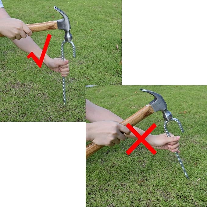 AAGUT 16 Inch Rebar Tent Stakes Heavy Duty 3/8" J Hook Ground Anchors Galvanized Steel Metal Garden Stake Yard Landscape Spikes 8 Pack for Chain Link Fence, Canopy