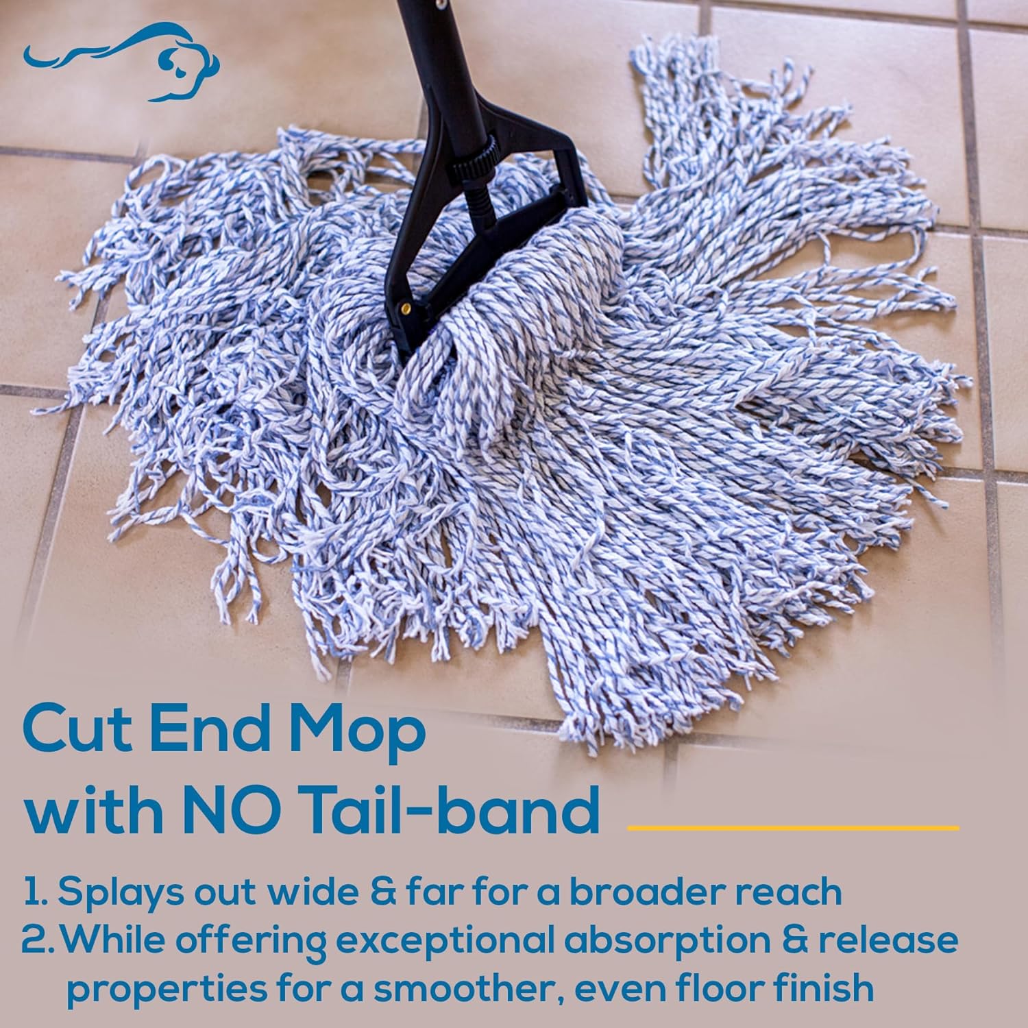 KLEEN HANDLER Cut End Finish Mop | 1.25" Universal Headband Maximum Absorption Finishing Mop, Case of 24