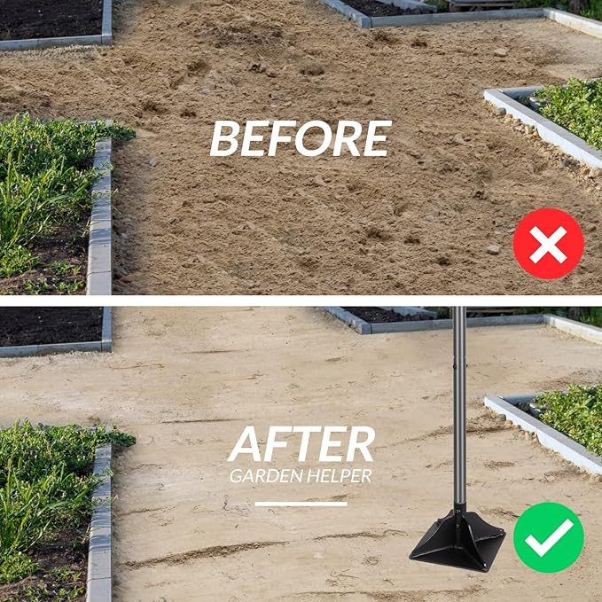 Walensee Steel Tamper 48 inch Steel Handle 10"x10" Garden Tamper with Rubber Grip for Laborsaving All-Steel Tamper Heavy Duty Ideal Tool for Leveling Ground Installing pavers and Repairing Blacktop