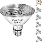 PAR30 Short Neck Halogen Flood Light Bulbs, 120V 39W PAR30 Light Bulb, Dimmable, High Output, E26 Medium Base, 2700K Warm Lighting, 3000 Hours for Recessed Light Bulb(6 Pack)