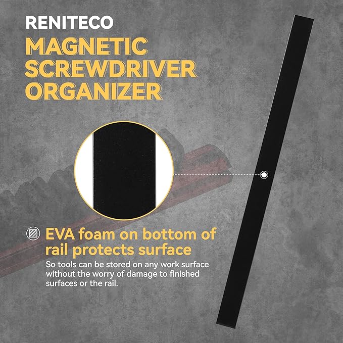 Magnetic Screwdriver Organizer, Aluminum Alloy Rail Tool Holder, Fits Up to 16 Screwdrivers (Red)