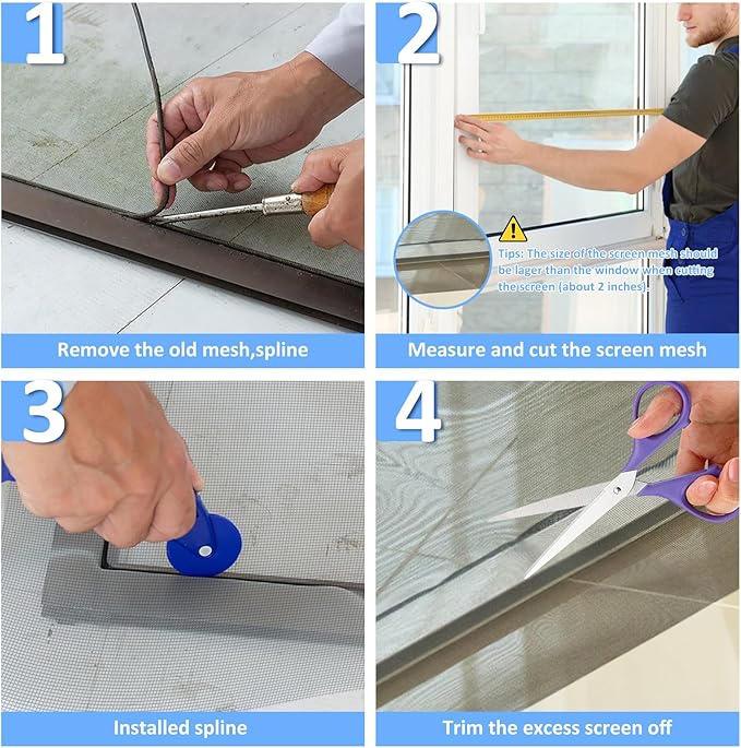 48"x102" Window Screen Mesh, Fiberglass Window Screen, Screen Door Mesh, Windows Screens and Screen Door Replacement, Patio Screen Mesh- Gray