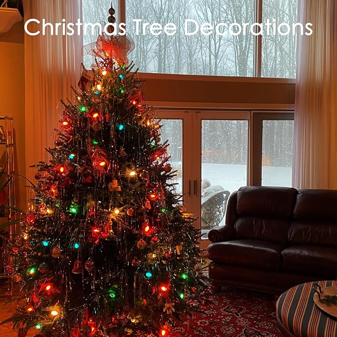 SUNSGNE 25 Pack C7 LED Multicolor Christmas Replacement Light Bulbs for Christmas Indoor Outdoor String Lights, E12/C7 Candelabra Base, 0.6 Watt