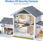 Zypola® Wireless Security Camera System, 4CH NVR with 4 WiFi Outdoor Cameras and 500GB HDD, 1080P Full HD Video, Color Night Vision, Human Motion Detection, Weatherproof for Home Business