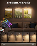 Wall Mounted Lights, 2 Pack Rechargeable RGB Color Changing Light, 3 Color Temps & Remote and Touch, 360°Rotation Dimmable Cordless for Study Bedroom Reading Bedside (Black)