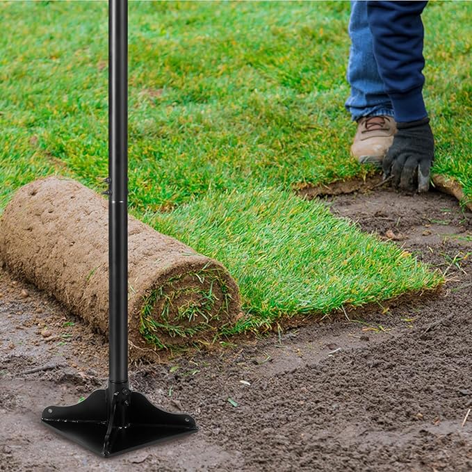 48 Inch Handle Steel Tamper, 8" x 8" Heavy Duty Garden Tamper Tool, Labour-Saving for Levelling Land, Installing Paving Stones and Repairing Pavements