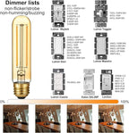 LiteHistory Dimmable T10 LED Bulb 4W Equal E26 Edison Bulb 40 Watt AC120V Tubular Light Bulb Warm White 2200K Amber 250lm E26 LED Bulb for Rustic Pendant,Chandeliers,Wall sconces E26 Light Bulbs 6Pack