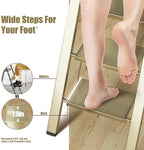 6 Step Ladder, Folding Step Stool with Handgrip and Anti-Slip Wide Pedal, Portable Lightweight Aluminum Stepladder for Kitchen, Home, Library, Office (300 lbs Capacity) - Gold