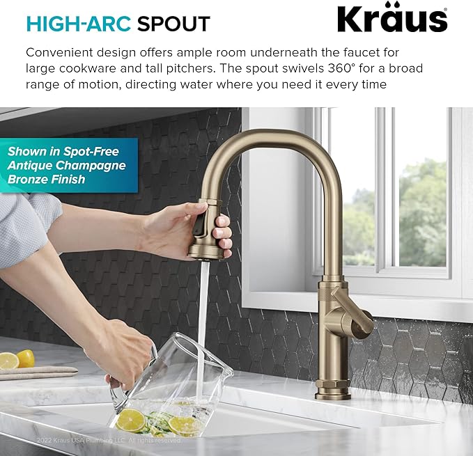 KRAUS Allyn Industrial Pull-Down Single Handle Kitchen Faucet in Matte Black, KPF-4102MB