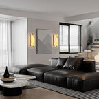 14.17in Alabaster Wall Sconces, Natural Marble Wall Light, Modern LED Alabaster Sconces for Living Room Indoor Wall Lamps for Dining Room Stairs Bedroom,Black