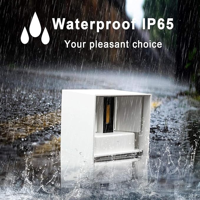 4 PCS LED 12W Outdoor Wall Lights Sconces Exterior/Interior Up and Down Lights IP65 Waterproof Modern Outdoor Lighting Fixtures Square Aluminum Exterior Wall Mount Light White 3000K Warm Lights