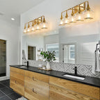 Gold Bathroom Vanity Light 5-Lights Bathroom Light Fixtures Over Mirror with Clear Glass Shade 39.2 inch Wall Sconce Lighting Bath(Exclude E26 Bulb)