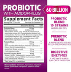 Probiotics 60 Billion CFU per Serving - 10 Strains + Prebiotics - Immune, Digestive & Gut Health Support, Supports Occasional Constipation, Gas & Bloating for Women & Men, Shelf Stable - 180 Capsules
