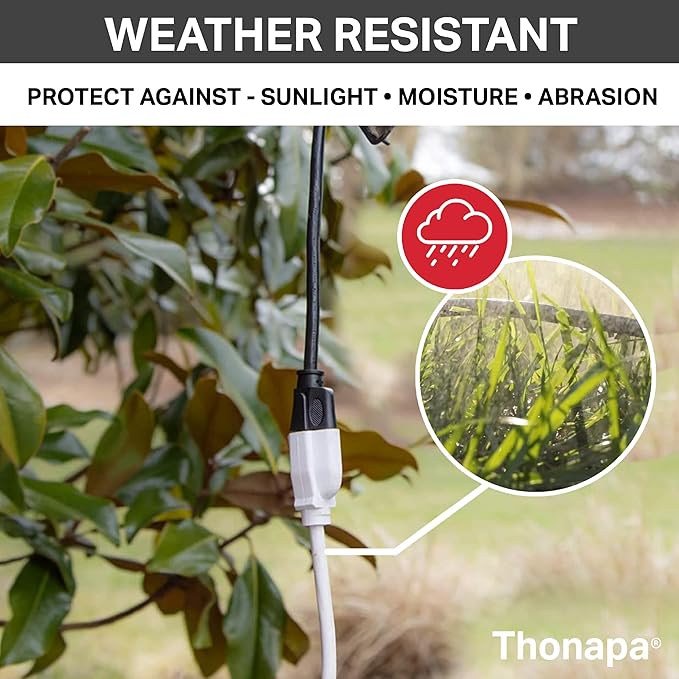 10 Ft Extension Cord with 3 Prong - White 10 ft Great for Indoor & Outdoor - 16/3 SJTW Weatherproof Extension Cord