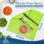 DAN RIVER 24-Pack Green Microfiber Towels – Ultra Absorbent, Lint-Free & Streak-Free Cleaning Cloths for Home, Car & Kitchen - Must-Have Cleaning Essentials - 12" x 12"