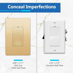 LIDER Matte Finish Decorator Switch Cover, Screwless Wall Plate, Mid-Size 1-Gang 4.88" x 3.11", Unbreakable Polycarbonate Thermoplastic, UL Listed, LSWP-31M-GD5P, Gold, 5 Pack