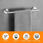 Towel Bar Set Brushed Nickel, Bathroom Towel Ring Set 5pcs Including 2pcs 16'' Tower Bar, Towel Ring and 2 PCS Towel Hooks