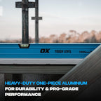 OX Tools OX-P503412 48-inch TUFF Level with Shock Resistant End Caps – Single Solid Piece Box Level Body to Keep Mud Out & Reinforced Vials 4 foot level Contractor Grade Aluminum Box Level