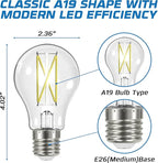 OHLECTRIC A19 LED Light Bulb (2-Pack) 8 Watt (60W Equivalent) E26 Medium Base, Dimmable, 800 Lumens, 2700K, Soft White, 120 Volt, Clear Light Bulbs, Long Life 15,000 Hours, Flicker-Free Bulbs LED