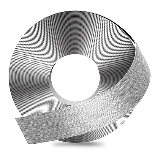 GSCIT Club Grey Silver Edge Banding, 1 1/2 Inch x 100ft Aluminum Brushed Edge Banding PVC Edge Trim for Cabinet Repair Furniture