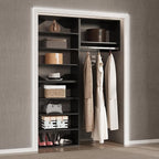 Modular Closet Organizer, 40" Wide Tower System with Hanging, Wooden Tower Storage for Walk-In Closets, Wall-Mounted Wardrobe Organizer Kit, Bedroom, Black