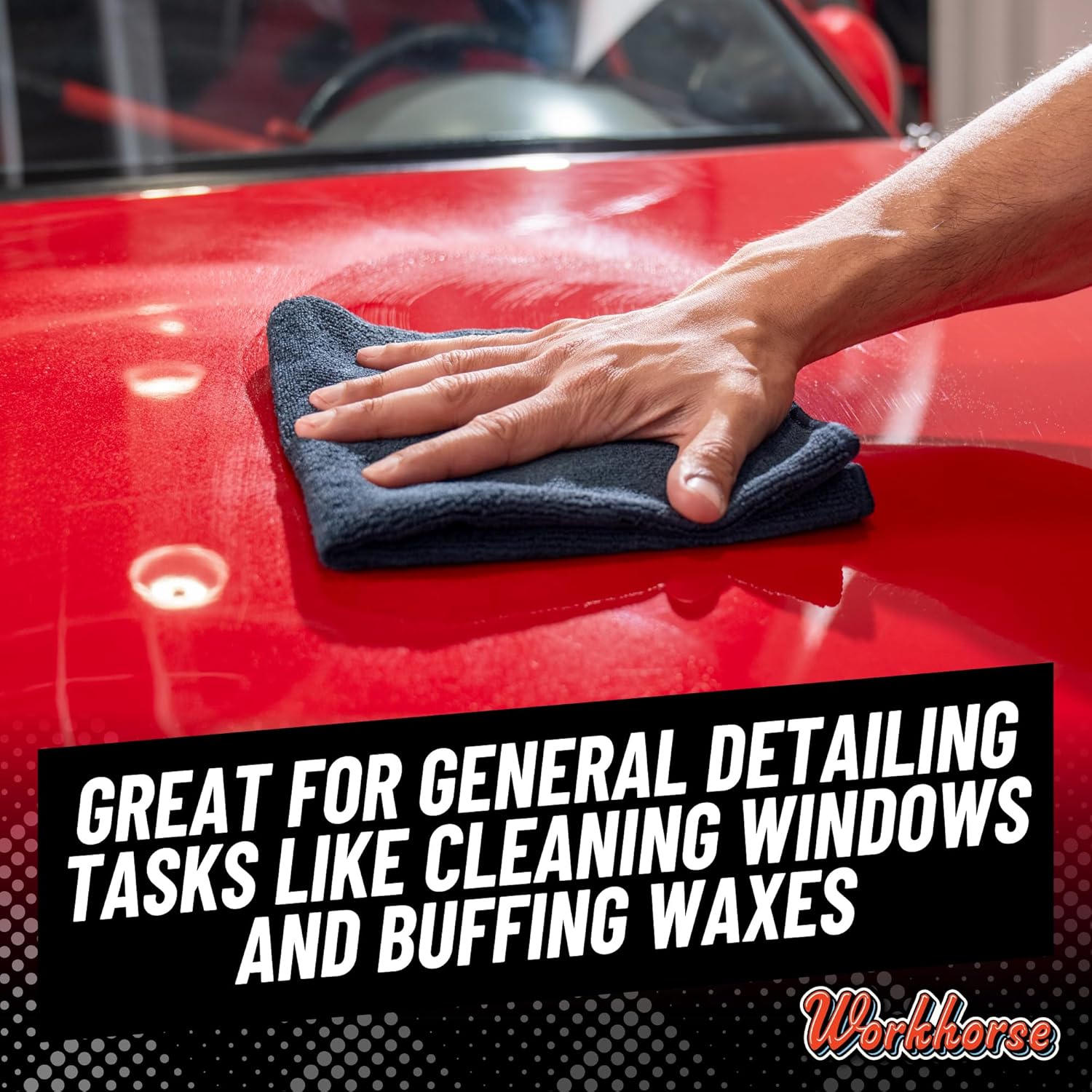 Chemical Guys Workhorse Professional Grade Microfiber Towels - Black 16x16 Inch Detailing Cloths for Cars, Home & Pet Drying, Ultra Soft & Scratch-Free, Perfect for Washing, Drying & Cleaning, 3 Pack