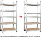 Amazon Basics 5 tier, Medium Duty Storage Shelving Double Post Press Board Shelf, Aluminum, 48 x 18 x 72