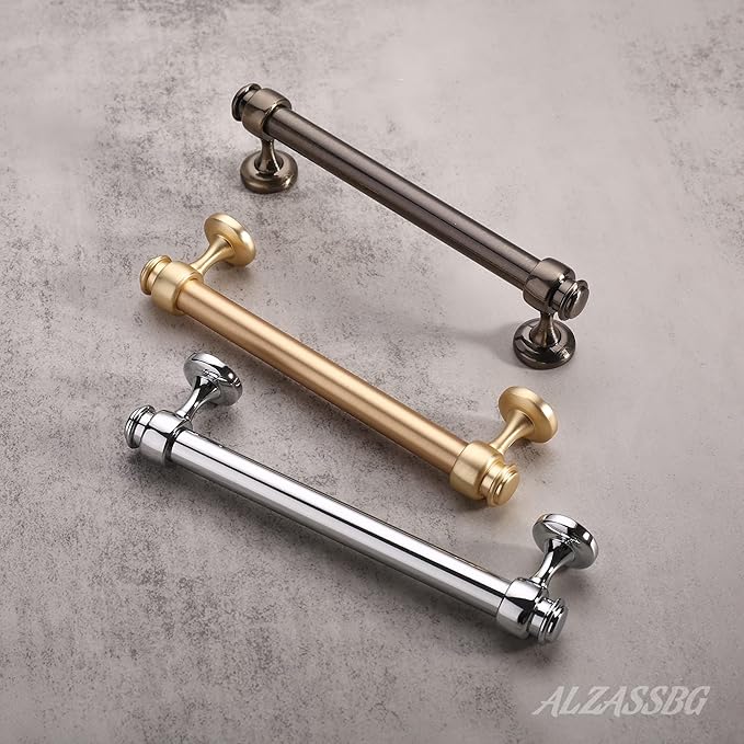 Alzassbg 10 Pack Antique Brass Cabinet Pulls, 5 Inch(128mm) Hole Centers Cabinet Handles Kitchen Hardware Straight Bar for Cabinets and Drawer AL3082AB
