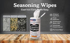 Cookware Care Cast Iron Seasoning Oil Wipes, 50 Count, Made in USA with Grapeseed Oil for Cast Iron Skillet, Blackstone Griddle - Ideal Blackstone Accessories Gift for Men/Dad