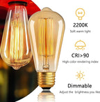 ST64 Edison Bulbs 6 Pack,Amber Vintage Incandescent Light Bulbs 110V 40W 240LM,E26 Base 2200K Dimmable Decorative Antique Squirrel Cage Filament Incandescent Bulb for Chandelier Pendant Lamps
