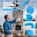 Lineslife High Ceiling Duster Kits with 4-8ft Heavy Duty Extension Pole,Extendable Reusable Cobweb,Window Cleaning Squeegee,Ceiling Fan Duster,Boat Hook, for High Roof and Glass Surfaces