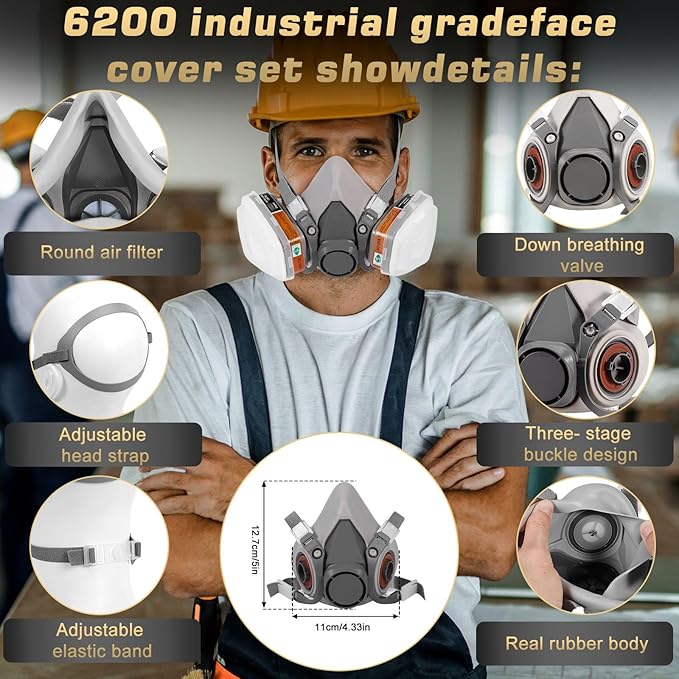Reusable Half Face and Full Face Gas Mask with Activated Carbon Filter Against Organic Vapor/Dust/Chemical