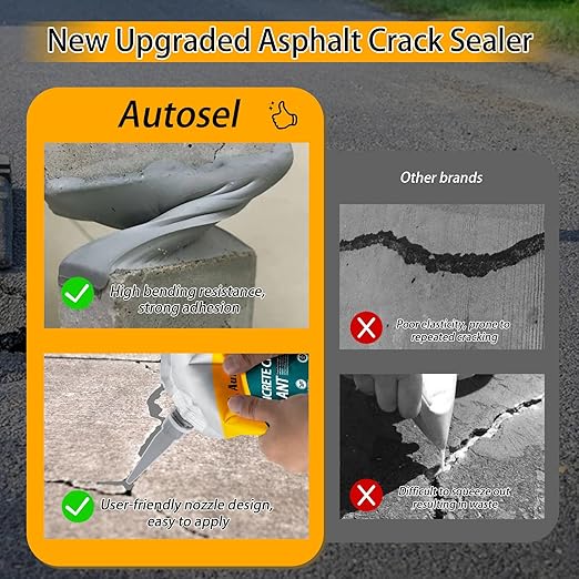 Concrete Crack Filler, High Elasticity Cement Crack Repair Sealant, Self-Leveling Waterproof Caulking Glue for Driveways, Walkways, Patios, Outdoor Concrete Joint Repair-4 PCS