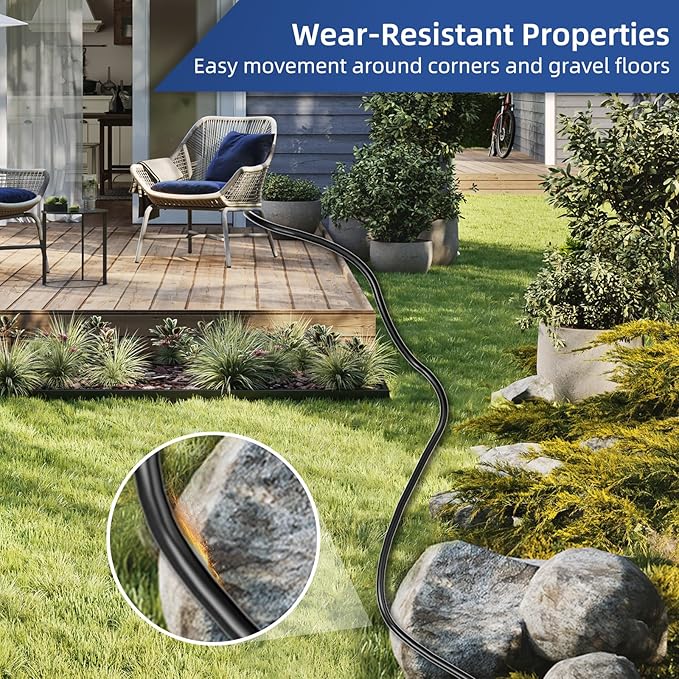 25 FT Outdoor Extension Cord Waterproof, Black, 3-Prong Power Cord, 16 AWG SJTW, 13A 1625W, Grounded, General Purpose Long Extension Cord for Lawn & Garden, ETL Listed