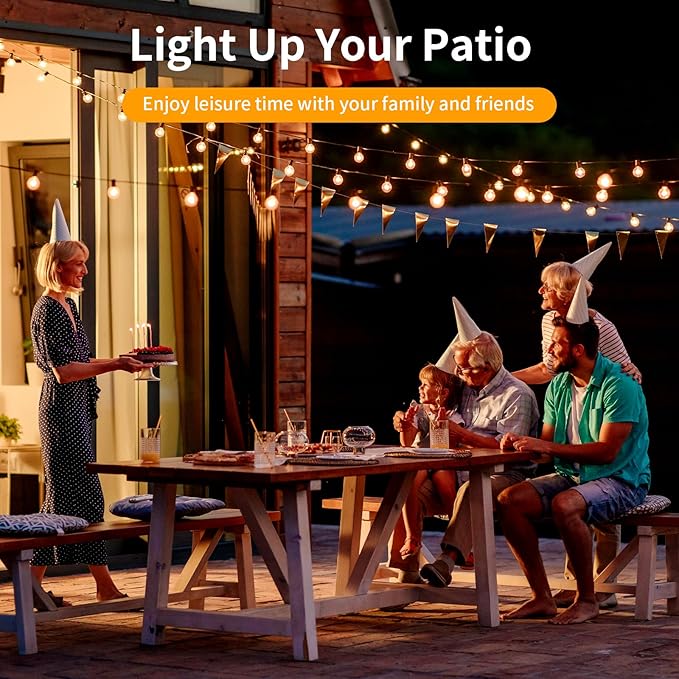 50pack G40 LED Replacement Light Bulbs 120V 0.6W E12 Screw Base Shatterproof Globe Bulbs for Outdoor String Lights Dimmable Edison Light Bulbs for Patio Decor, 2700K Warm White