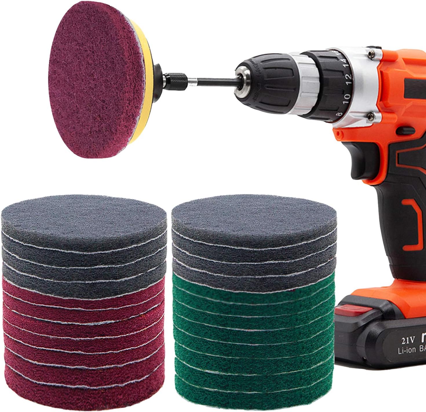 Power Scrubber Pads Drill Attachment, GOH DODD 26 Pieces 4 Inch Headlight Restoration Kit Drill Brush Scouring Cleaning Pads for Kitchen, Bathroom, Grout, Carpet, Shower, Tub, Grill,Tile, Sanding