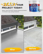 Polyurethane Waterproof Coating 1 Gallon for Indoor & Outdoor Use, Multi-Surface Crack & Leak Repair Coating, Durable Flexible Protective Roof Waterproof Sealant, Light Gray