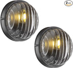 FEMILA 10" Modern Outdoor Wall Lantern, 2 Pack Nautical Outdoor Lighting, Bulkhead Sconce for Front Porch/Entry Light, Aluminum, Ripple Glass, ETL & UL Listed, 4FYX105FL-2 BK SW