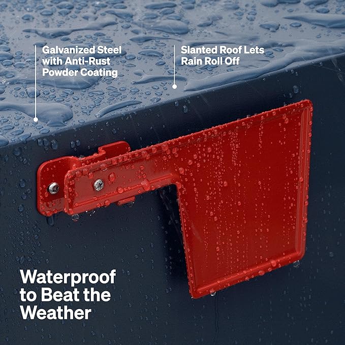 Adoorn Lockable Post Mount Mailbox | Large Size - Anti-Theft Locking Mailbox, 15.5" H x 12" W x 18.5" D, Weatherproof Mailboxes for Outside The House