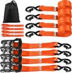 Tie Down Ratchet Straps with S Hooks Heavy Duty 4400 LB 1.5" x10' Lashing Appliance Moving Furniture Tow Rope Wheel, ATV,UTV,Dirt Bikes,Ladder Rack,Trailer,Boat,Truck Bed Accessories for Men Orange