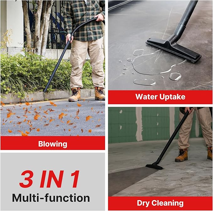 Shop-Vac 8 Gallon 4.0 HP Wet/Dry Vacuum with Blower Function, Stainless Steel Tank, Portable Shop Vacuum with Wheels, Includes Filters, Hose & Accessories, Ideal for Garage and Workshop