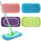 Set of 4 Reusable Microfiber Mop Pads Compatible with Swiffer Sweeper, Dry Sweeping Cloths, Washable Wet Mopping Cloth Refills for Floor Cleaning (Mop is Not Included) (Multicolor 1, 4 Pack)