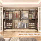 Closet System - 5FT Small Closet System with Drawers, 60" Closet Organizer System with Reversible Hanging Shelving, Closet Systems for Small/Walk-in Closets, Black Walnut