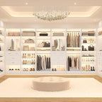 Unikito 50” Closet System with 4 Drawers, 4.2FT Wood Closet Organizer with Hanging Rods and Mirror, Reversible Small Walk in Closet Wardrobe, Adjustable Sturdy Clothes Garment Rack, Set of 2, White