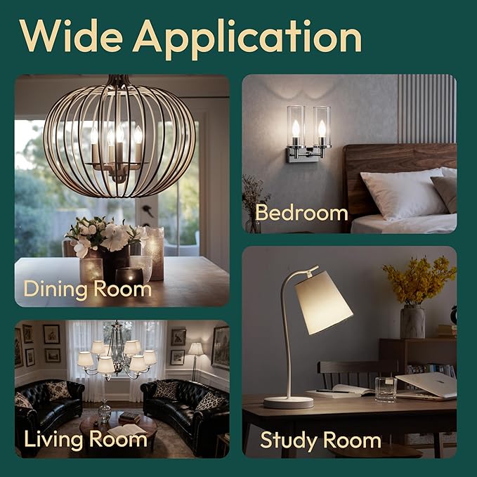 ALAMPEVER E26 LED Bulb 60 Watt, B11 Chandelier Light Bulbs, 5000K Daylight Candelabra LED Bulbs 12 Pack Candle Light Bulbs