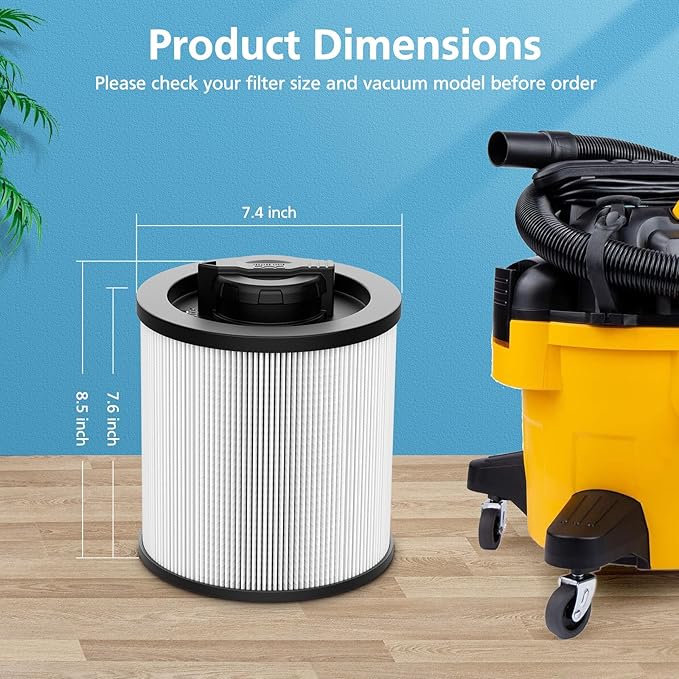 DXVC6910 Cartridge Filter Replacement Compatible with DeWalt DXV06P DXV09P DXV10P DXV10PL DXV10SA DXV12P DXV14P DXV16P Wet/Dry Vac Vacuum Cleaner (NOT fits for DXV06G/ DXV08S) 2 Pack