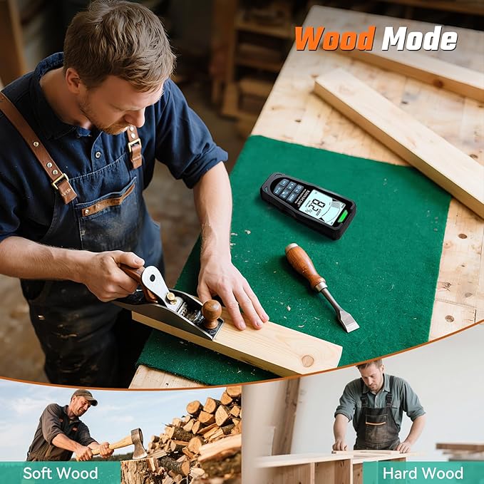 Pinless Moisture Meter for Home Inspection – Non-Destructive Water Leak Detector & Moisture Reader for Basements Walls, Wood, Drywall, Concrete, Masonry – Accurate Moisture Tester with EMF Technology